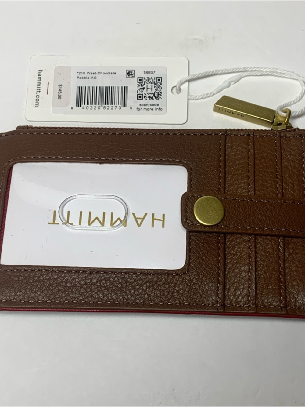 NWT Hammitt 210 West Wallet Card Holder Chocolate Brown Pebble Antique Gold - Picture 10 of 13